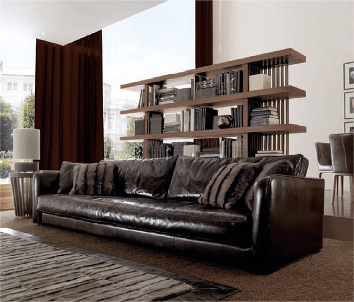 Прямой диван Tommy Leather Sofa из Италии фабрики ULIVI